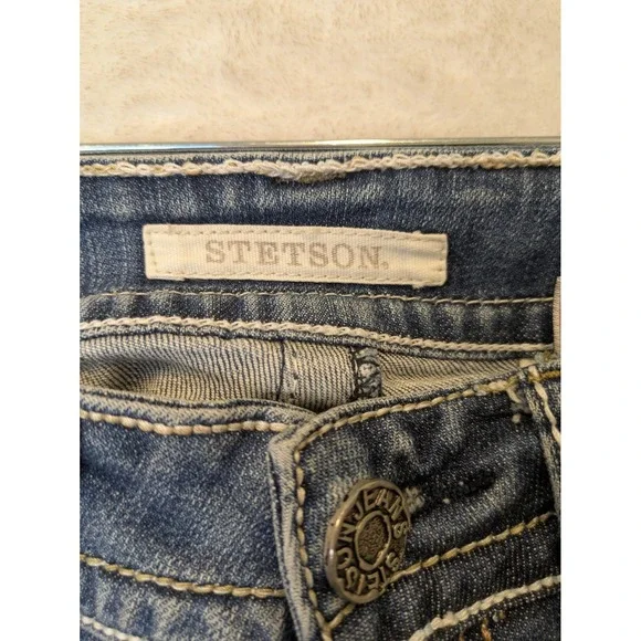 Stetson Hollywood Women's Size 0 Bootcut Jeans Regular Blue Distressed - Picture 5 of 10
